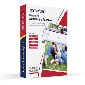 Thermal Laminating Pouches 9" x 11.5" Inches,3Mil 200Pack Laminate Films,Laminator Sheets,Letter Size Laminate Papers,Clear Lamination Sheets(75Mic-200sheets)