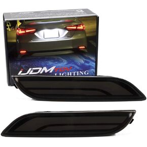 iJDMTOY Dark Smoked Lens Full LED Bumper Reflector Lights Compatible With 2018-up Toyota Camry, Function as Tail, Brake & Rear Fog Lamps