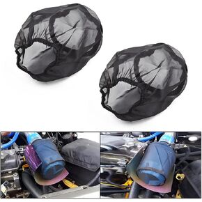 AICEL Air Filter Wrap, 2 Pcs Universal Auto Cold Air Filter Protective Dustproof Cover, Automotive Air Cleaner Waterproof Rain Sock Wrap for High Flow Air Intake Filters, Car Accessories (Small)