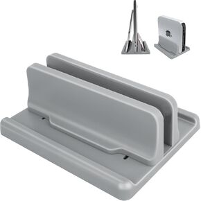 Vertical Laptop Stand Laptop Holder ABS 1 Slot Easy to Assemble and Adjust Maximize on Desktop Space Durable and Stable with 5 Rubber Pads (White)