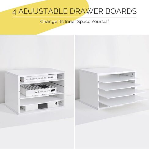 Desktop File Sorter with 4 Adjustable Shelves for Home and Office, Paper Letter Tray Organizer Wall Mount, Black in Saudi Arabia