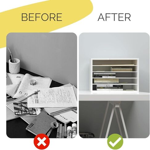 Desktop File Sorter with 4 Adjustable Shelves for Home and Office, Paper Letter Tray Organizer Wall Mount, Black in Saudi Arabia