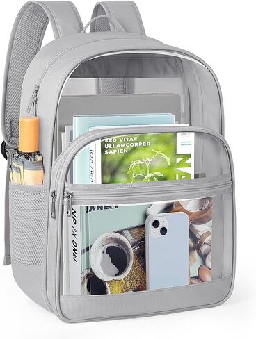Clear Backpack, Heavy Duty Transparent Bookbag for School, Fabric & PVC Transparent Backpack with Reinforced Strap for Women Men, Capacity Clear Bag for College, Travel, X-Large Black in Saudi Arabia