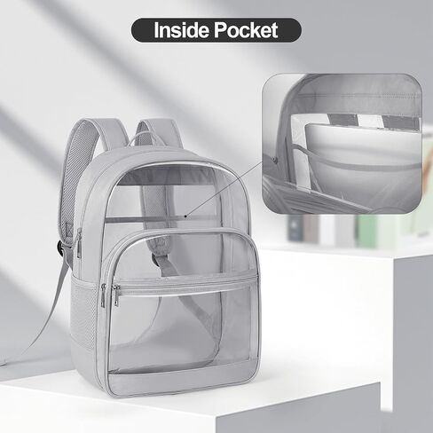 Clear Backpack, Heavy Duty Transparent Bookbag for School, Fabric & PVC Transparent Backpack with Reinforced Strap for Women Men, Capacity Clear Bag for College, Travel, X-Large Black in Saudi Arabia