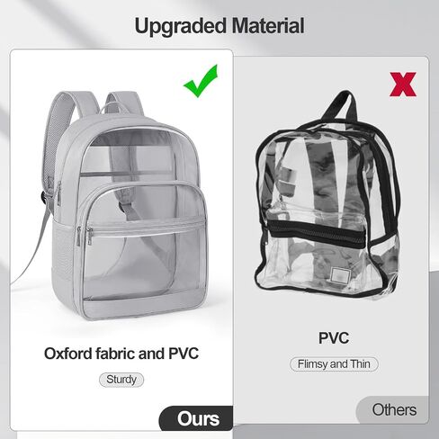 Clear Backpack, Heavy Duty Transparent Bookbag for School, Fabric & PVC Transparent Backpack with Reinforced Strap for Women Men, Capacity Clear Bag for College, Travel, X-Large Black in Saudi Arabia