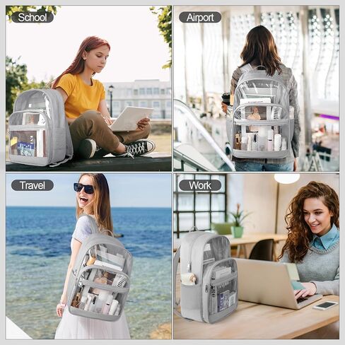 Clear Backpack, Heavy Duty Transparent Bookbag for School, Fabric & PVC Transparent Backpack with Reinforced Strap for Women Men, Capacity Clear Bag for College, Travel, X-Large Black in Saudi Arabia