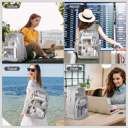 Clear Backpack, Heavy Duty Transparent Bookbag for School, Fabric & PVC Transparent Backpack with Reinforced Strap for Women Men, Capacity Clear Bag for College, Travel, X-Large Black in Saudi Arabia