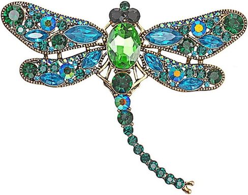 كريستال اليعسوب بروش دبوس الأخضر اليعسوب اطرح هدية عيد الأم الحيوانات دبوس للنساء مجوهرات وتتسابق الديكور in Kuwait