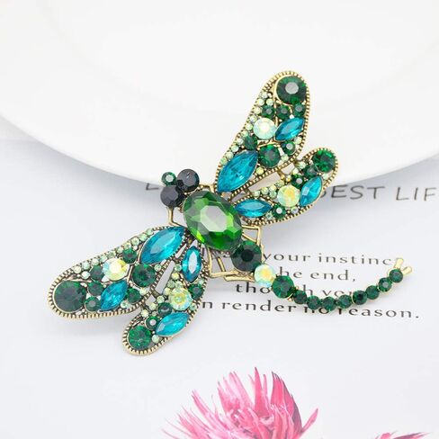 كريستال اليعسوب بروش دبوس الأخضر اليعسوب اطرح هدية عيد الأم الحيوانات دبوس للنساء مجوهرات وتتسابق الديكور in Kuwait