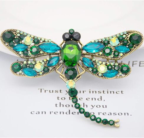 كريستال اليعسوب بروش دبوس الأخضر اليعسوب اطرح هدية عيد الأم الحيوانات دبوس للنساء مجوهرات وتتسابق الديكور in Kuwait