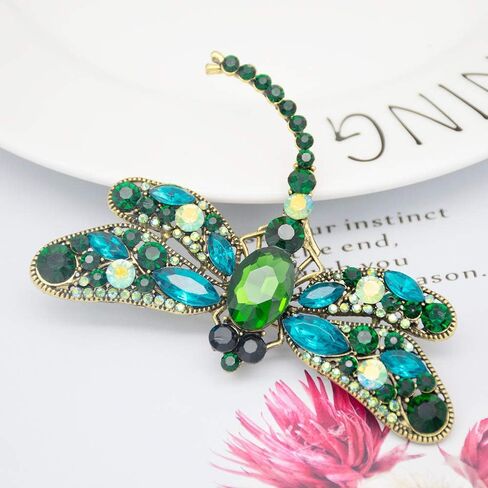 كريستال اليعسوب بروش دبوس الأخضر اليعسوب اطرح هدية عيد الأم الحيوانات دبوس للنساء مجوهرات وتتسابق الديكور in Kuwait