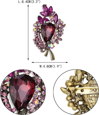 EVER FAITH Bridal Rhinestone Crystal Bouquet Brooch Pin, Shiny Teardrop Marquise Vintage Inspired Brooch Jewelry Gift for Woman in Saudi Arabia