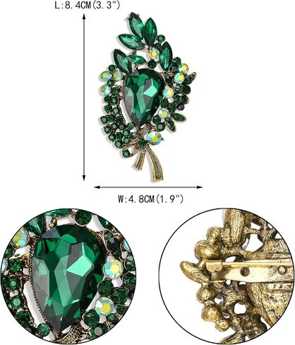 EVER FAITH Bridal Rhinestone Crystal Bouquet Brooch Pin, Shiny Teardrop Marquise Vintage Inspired Brooch Jewelry Gift for Woman in Saudi Arabia