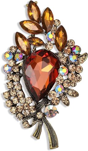 EVER FAITH Bridal Rhinestone Crystal Bouquet Brooch Pin, Shiny Teardrop Marquise Vintage Inspired Brooch Jewelry Gift for Woman in Saudi Arabia