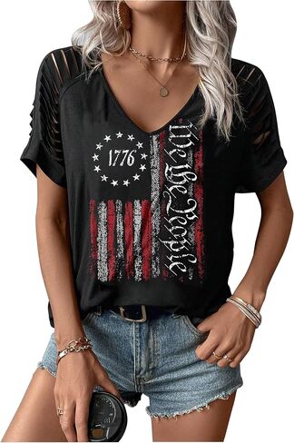 We The People 1776 T Shirt for Women American Flag Graphic Shirt Tops 4th of July Patriotic Flag Short Sleeve Tee Shirt in Saudi Arabia