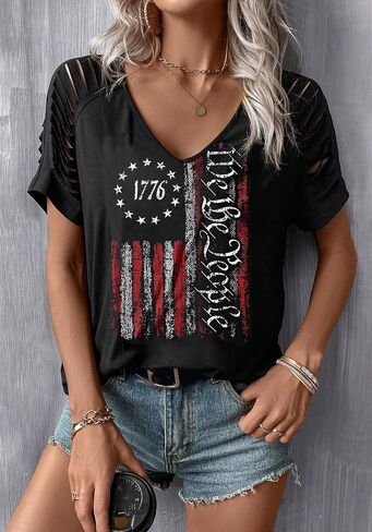 We The People 1776 T Shirt for Women American Flag Graphic Shirt Tops 4th of July Patriotic Flag Short Sleeve Tee Shirt in Saudi Arabia