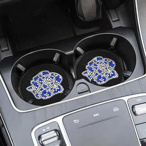zipelo Rose Car Coasters, 2 Pack Bling Insert Cup Holder Coaster with Crystal Rhinestone, Universal 2.75 Inch Anti-Slip Shockproof Auto Drinks Cup Mat, Cute Car Accessories Decor for Women (Black) in Saudi Arabia