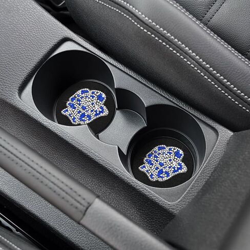 zipelo Rose Car Coasters, 2 Pack Bling Insert Cup Holder Coaster with Crystal Rhinestone, Universal 2.75 Inch Anti-Slip Shockproof Auto Drinks Cup Mat, Cute Car Accessories Decor for Women (Black) in Saudi Arabia