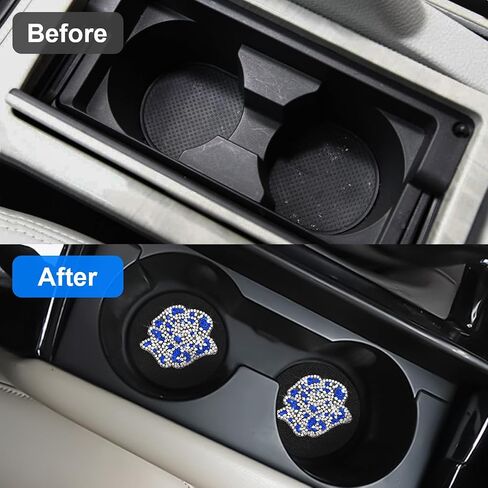 zipelo Rose Car Coasters, 2 Pack Bling Insert Cup Holder Coaster with Crystal Rhinestone, Universal 2.75 Inch Anti-Slip Shockproof Auto Drinks Cup Mat, Cute Car Accessories Decor for Women (Black) in Saudi Arabia