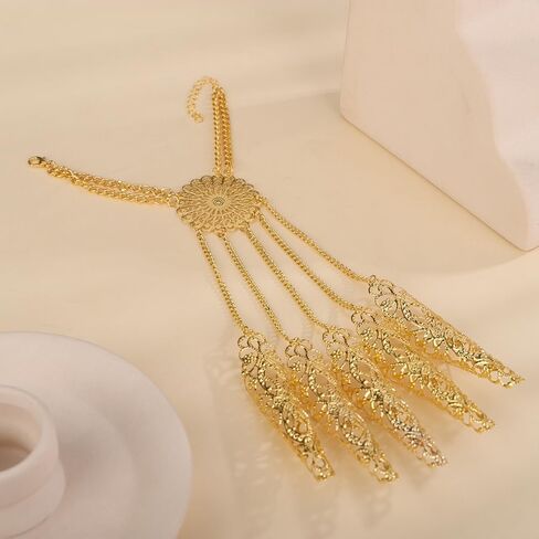 Denifery Gothic Finger Tip Claw Rings for Women Punk Nail Ring Vintage Hollow Pattern Fingertip Claw Ring with Chain Jewelry for Halloween Cosplay Indian Belly Dance Decoration Accessory in Saudi Arabia