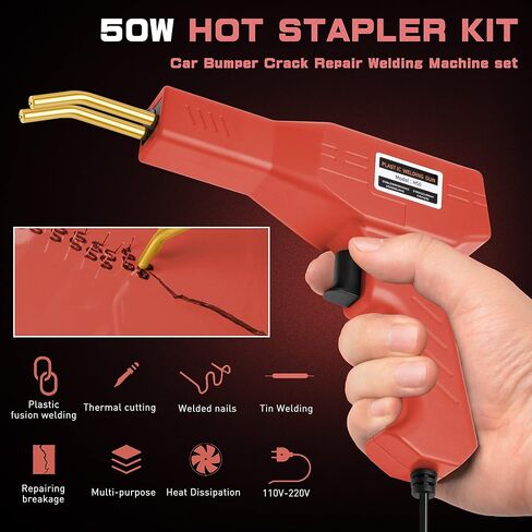 Plastic Welder Kit, 800PCS Hot Staples, Hot Stapler Plastic Welding Repair Kit, 110V Automotive Bumper Repair Gun (Black) in Saudi Arabia