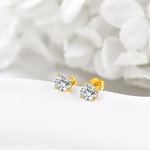 14k Gold Stud Earrings, 0.6-2ct Moissanite Stud Earrings, Gold Stud Earrings Jewelry Gifts for Women Men in Kuwait