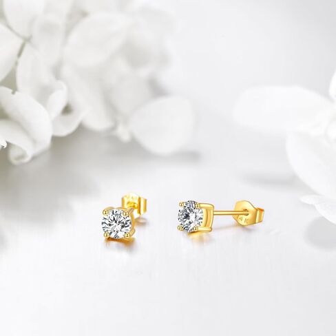 14k Gold Stud Earrings, 0.6-2ct Moissanite Stud Earrings, Gold Stud Earrings Jewelry Gifts for Women Men in Kuwait