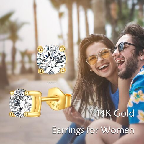 14k Gold Stud Earrings, 0.6-2ct Moissanite Stud Earrings, Gold Stud Earrings Jewelry Gifts for Women Men in Kuwait