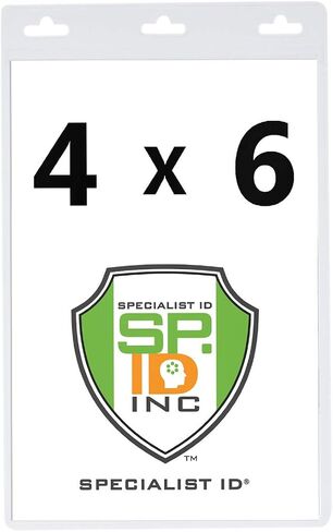 10 Pack - Vertical Oversized 4X6 Vinyl ID Badge Holder - for Extra Large Credentials and Tickets XL46V by Specialist ID in Kuwait