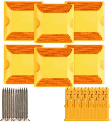 12-Pack Reflective Lane Markers Lane Reflector Road Pavement Markers (4 x 4 Inch) Asphalt Markers Suitable for Speed Bumps,Sidewalks,Crosswalks,Highways and Driveways with Anchor Bolts in Saudi Arabia