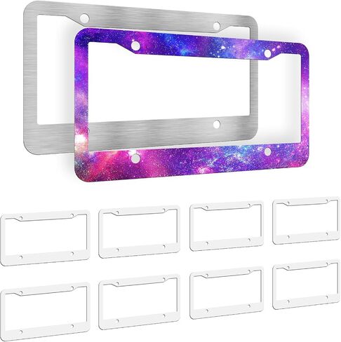 10 Pcs Sublimation Front License Plate Frame Blanks, Metal Aluminum Holder Universal Car Frame, Heat Thermal Transfer DIY Picture Automotive Tag Frame for Custom Design Work in Saudi Arabia