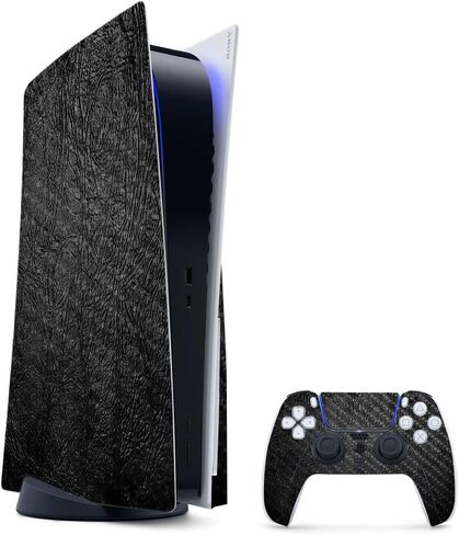 MightySkins Carbon Fiber Gaming Skin for PS5 / Playstation 5 Digital Edition Bundle - Black Diamond Plate | Durable Textured Carbon Fiber Finish | Easy to Apply | Made in The USA in Saudi Arabia