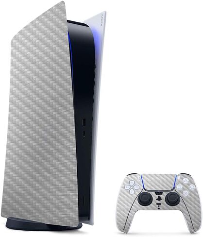 MightySkins Carbon Fiber Gaming Skin for PS5 / Playstation 5 Digital Edition Bundle - Black Diamond Plate | Durable Textured Carbon Fiber Finish | Easy to Apply | Made in The USA in Saudi Arabia