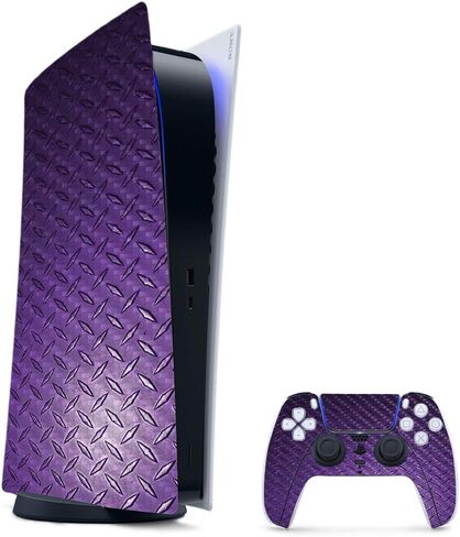 MightySkins Carbon Fiber Gaming Skin for PS5 / Playstation 5 Digital Edition Bundle - Black Diamond Plate | Durable Textured Carbon Fiber Finish | Easy to Apply | Made in The USA in Saudi Arabia