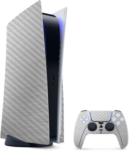 MightySkins Carbon Fiber Gaming Skin for PS5 / Playstation 5 Digital Edition Bundle - Black Diamond Plate | Durable Textured Carbon Fiber Finish | Easy to Apply | Made in The USA in Saudi Arabia