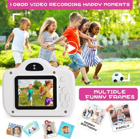 Kids Camera, Christmas Birthday Gifts for Children Age 3-8, HD Digital Video Cameras for Children, Portable Toy for 3 4 5 6 7 8 Year Old Kid with 32GB SD Card and Cute Children's Camera Bag (Pink) in Saudi Arabia