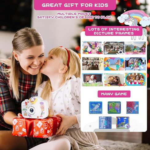 Kids Camera, Christmas Birthday Gifts for Children Age 3-8, HD Digital Video Cameras for Children, Portable Toy for 3 4 5 6 7 8 Year Old Kid with 32GB SD Card and Cute Children's Camera Bag (Pink) in Saudi Arabia