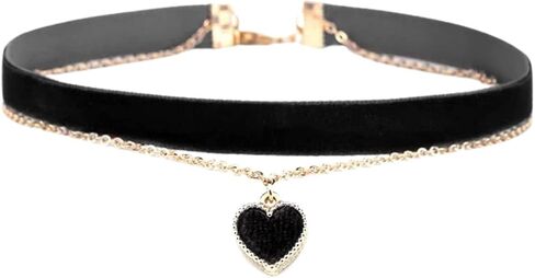 Fuqimanman2020 Black Velet Heart Pendant Necklace Choker Adjustable Red Black Velet Choker Classic Aesthetic Collar Necklaces for Women Girls Teens in Saudi Arabia