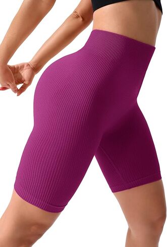 Milumia Women Scrunch Butt Workout Shorts Athletic Cycling Biker Shorts Running Sports Seamless Rib Knit Shorts in Saudi Arabia