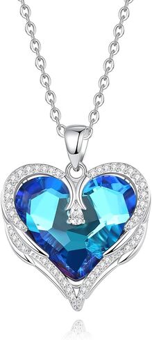 قلادة كريستال، قلادة نسائية، قلادة من الفضة الإسترلينية عيار 925، هدايا مجوهرات لعيد الميلاد وعيد الحب للأمهات والزوجات والفتيات والأصدقاء، مع مجموعة متنوعة من الملابس، للمشاركة في مختلف الحفلات in Kuwait