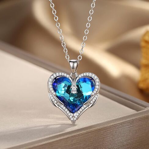 قلادة كريستال، قلادة نسائية، قلادة من الفضة الإسترلينية عيار 925، هدايا مجوهرات لعيد الميلاد وعيد الحب للأمهات والزوجات والفتيات والأصدقاء، مع مجموعة متنوعة من الملابس، للمشاركة في مختلف الحفلات in Kuwait