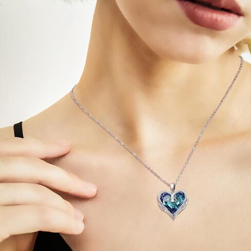 قلادة كريستال، قلادة نسائية، قلادة من الفضة الإسترلينية عيار 925، هدايا مجوهرات لعيد الميلاد وعيد الحب للأمهات والزوجات والفتيات والأصدقاء، مع مجموعة متنوعة من الملابس، للمشاركة في مختلف الحفلات in Kuwait