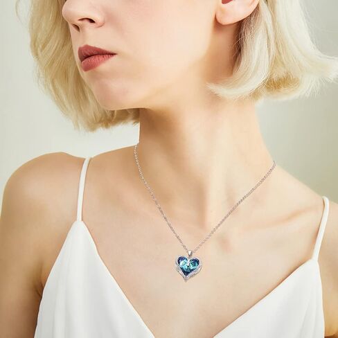 قلادة كريستال، قلادة نسائية، قلادة من الفضة الإسترلينية عيار 925، هدايا مجوهرات لعيد الميلاد وعيد الحب للأمهات والزوجات والفتيات والأصدقاء، مع مجموعة متنوعة من الملابس، للمشاركة في مختلف الحفلات in Kuwait