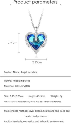 قلادة كريستال، قلادة نسائية، قلادة من الفضة الإسترلينية عيار 925، هدايا مجوهرات لعيد الميلاد وعيد الحب للأمهات والزوجات والفتيات والأصدقاء، مع مجموعة متنوعة من الملابس، للمشاركة في مختلف الحفلات in Kuwait