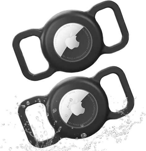 Dog Collar AirTag Holder Waterproof, 2 Pack Apple AirTag Case for Dogs, Dog Air Tag. Holder Collar for Pet Collar, Silicone Anti-Lost Airtag Full Body Protective Cover for Cat Collars-Black+White in Saudi Arabia