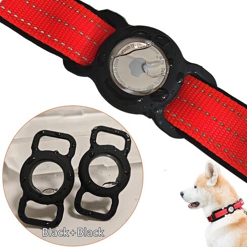 Dog Collar AirTag Holder Waterproof, 2 Pack Apple AirTag Case for Dogs, Dog Air Tag. Holder Collar for Pet Collar, Silicone Anti-Lost Airtag Full Body Protective Cover for Cat Collars-Black+White in Saudi Arabia