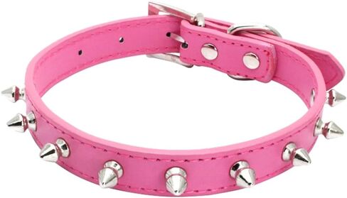 Serijoars Spiked Dog Collar Spiky Cat Collar PU Leather Adjustable Pet Collar Kitten Spiked Collar (S, Black) in Saudi Arabia
