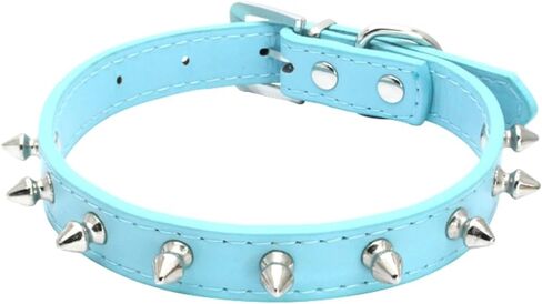 Serijoars Spiked Dog Collar Spiky Cat Collar PU Leather Adjustable Pet Collar Kitten Spiked Collar (S, Black) in Saudi Arabia