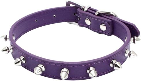Serijoars Spiked Dog Collar Spiky Cat Collar PU Leather Adjustable Pet Collar Kitten Spiked Collar (S, Black) in Saudi Arabia
