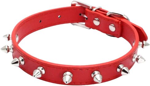 Serijoars Spiked Dog Collar Spiky Cat Collar PU Leather Adjustable Pet Collar Kitten Spiked Collar (S, Black) in Saudi Arabia